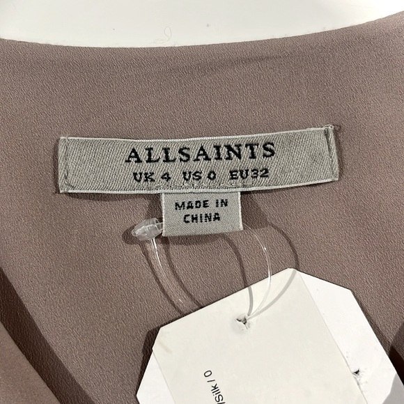 AllSaints Roka Rose Pink Silk-Blend Asymmetrical Dress - Picture 10 of 11